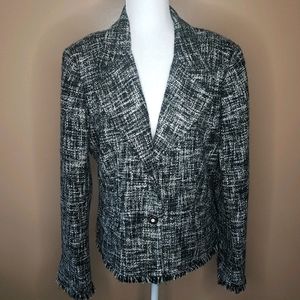 Tribal Black & White Woven Jacket with Fringe